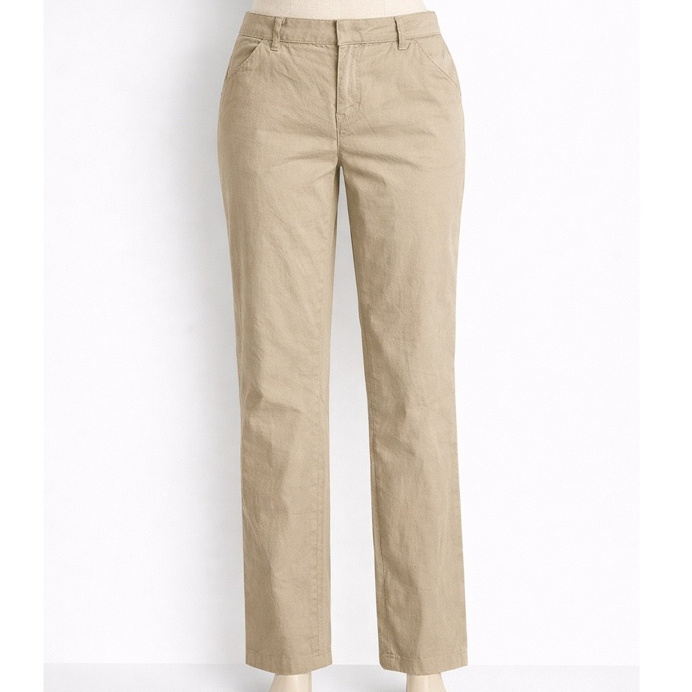 Dickies Womens Relaxed Straight Leg Khaki Pants Stretch Cotton FP321DS Tan 16L